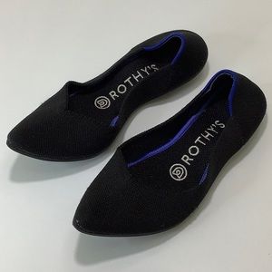 Rothy’s the point authentic black blue ballet flats size 6 women EUC